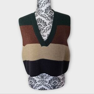 The Korner Color Block V-neck Cropped Sweater Vest Size S/M